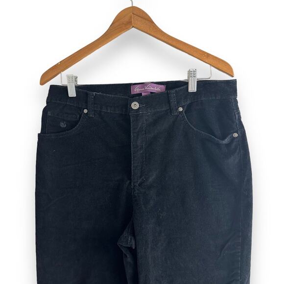 Y2K Gloria Vanderbilt Corduroy Pant Jeans Sz 14 Black Straight Leg High Rise - Picture 5 of 16